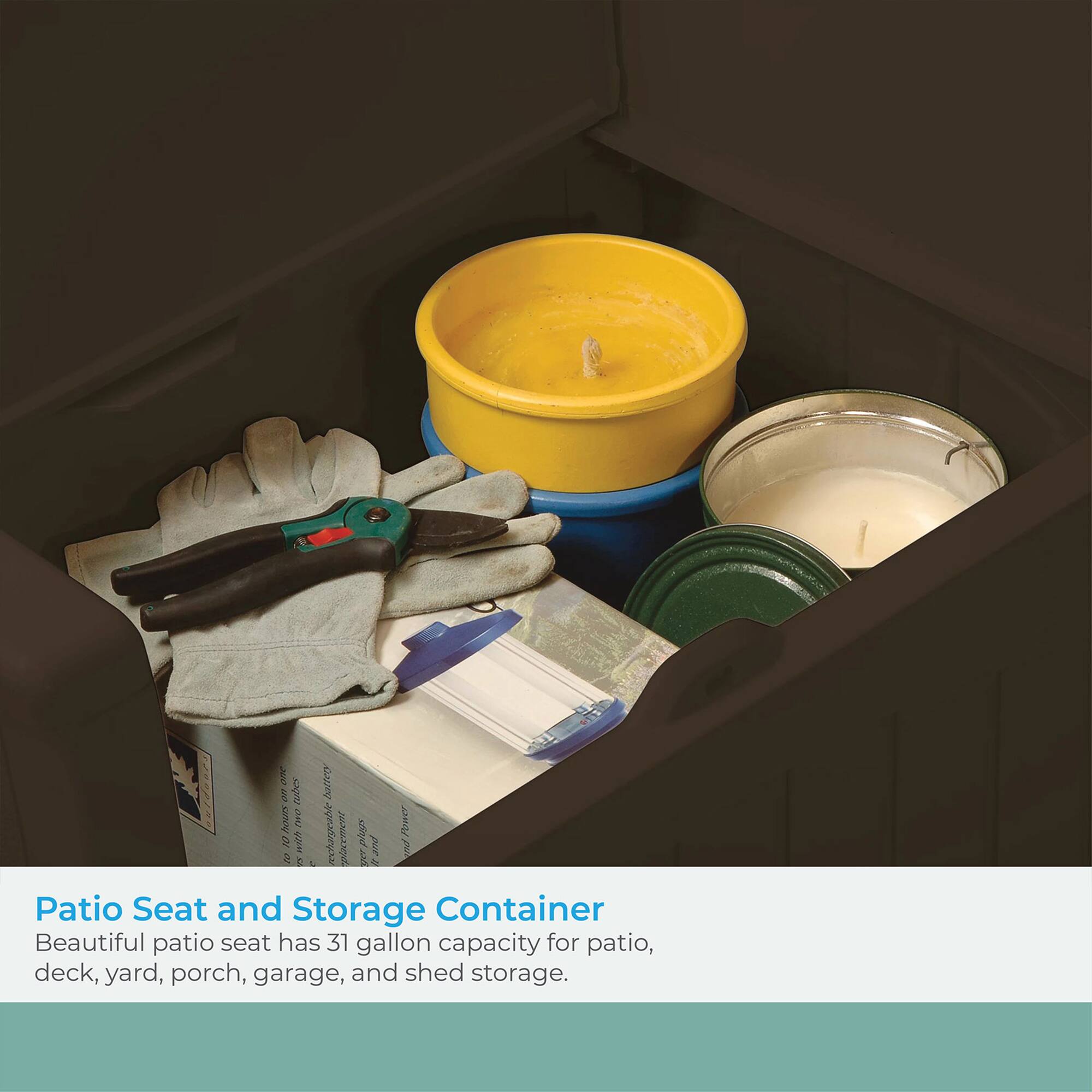Patio Seat and Storage Container

Beautiful patio seat has 31 gallon capacity for patio, deck, yard, porch, garage, and shed storage.
