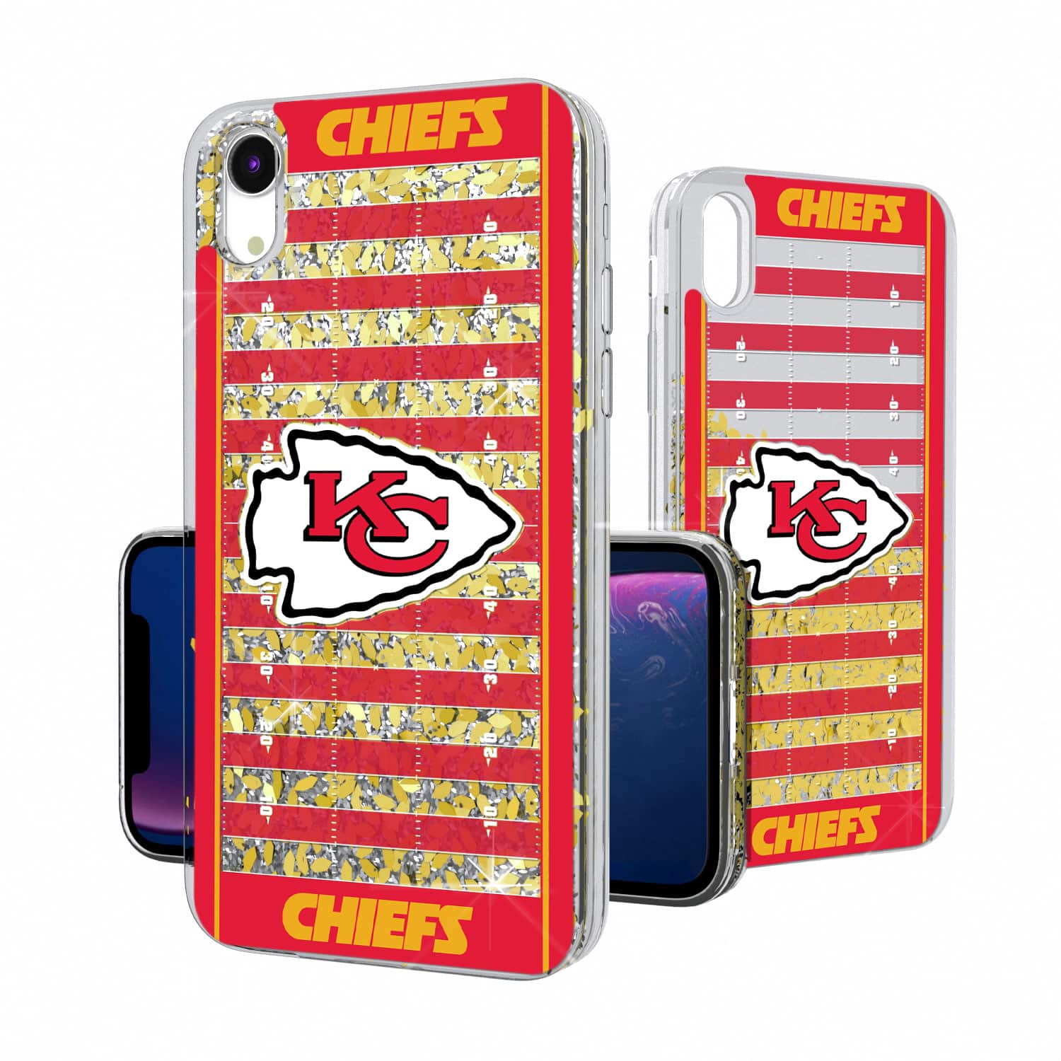 Keyscaper - NFL - Kansas City Chiefs iPhone Field Design Glitter Case - 16 - Multicolor