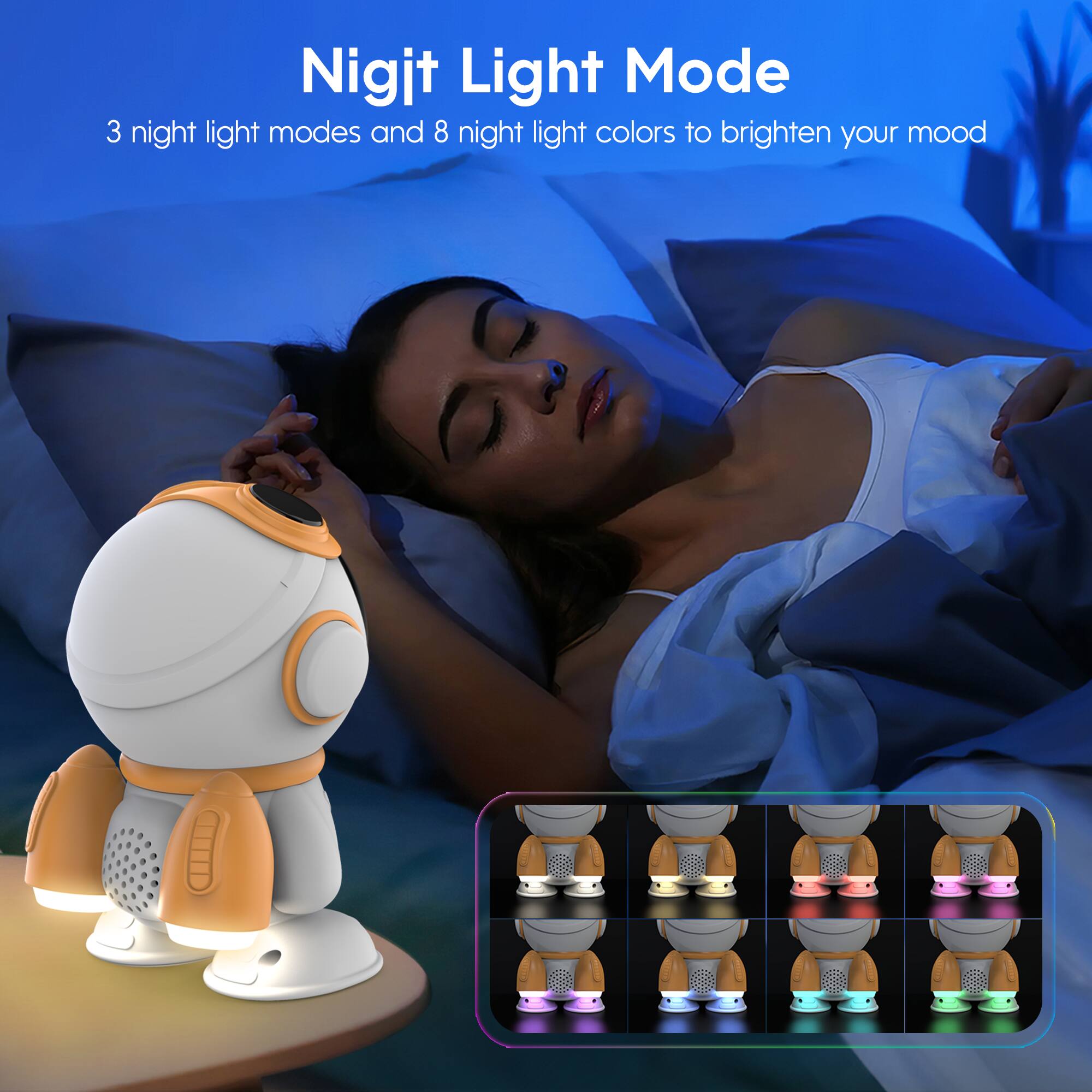 Nigit Light Mode

3 night light modes and 8 night light colors to brighten your mood