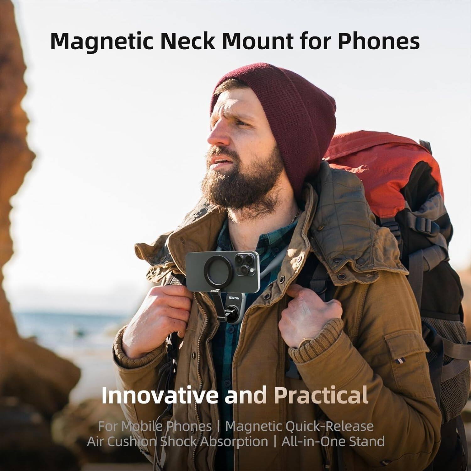 Magnetic Neck Mount for Phones

Innovative and Practical

For Mobile Phones | Magnetic Quick-Release Air Cushion Shock Absorption | All-in-One Stand