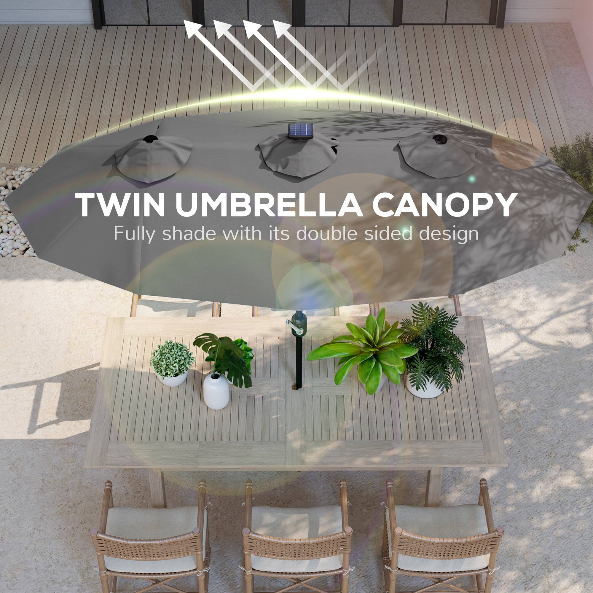 TWIN UMBRELLA CANOPY  
Fully shade with its double sided design