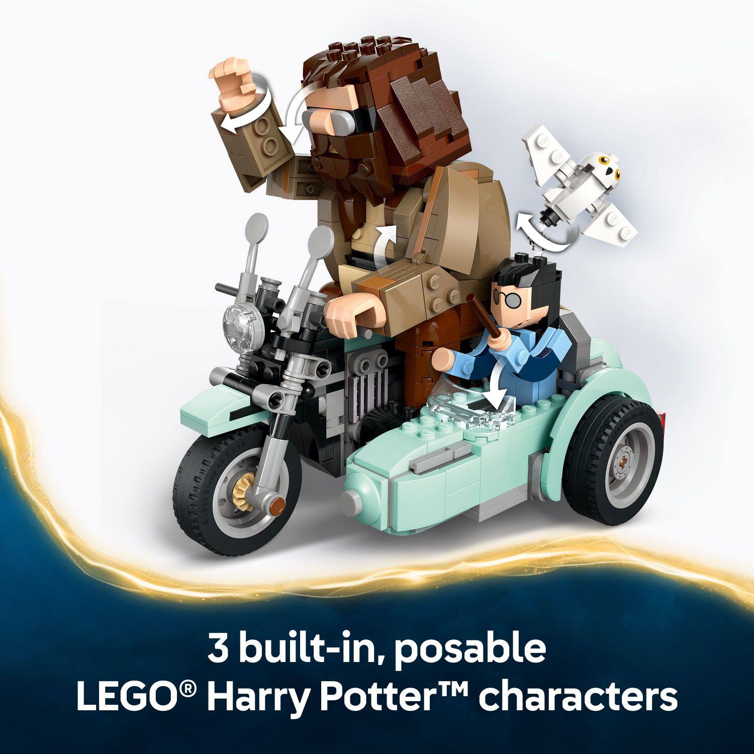 3 built-in, posable LEGO Harry PotterTM characters.