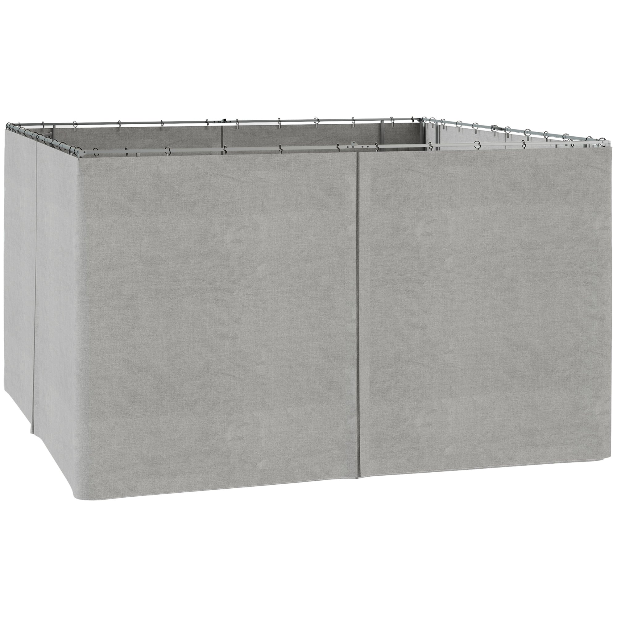 Front. Outsunny - 10' x 13' Universal Gazebo Sidewall Set with Panels, Hooks and C-Rings Included for Pergolas and Cabanas - Light Gray.