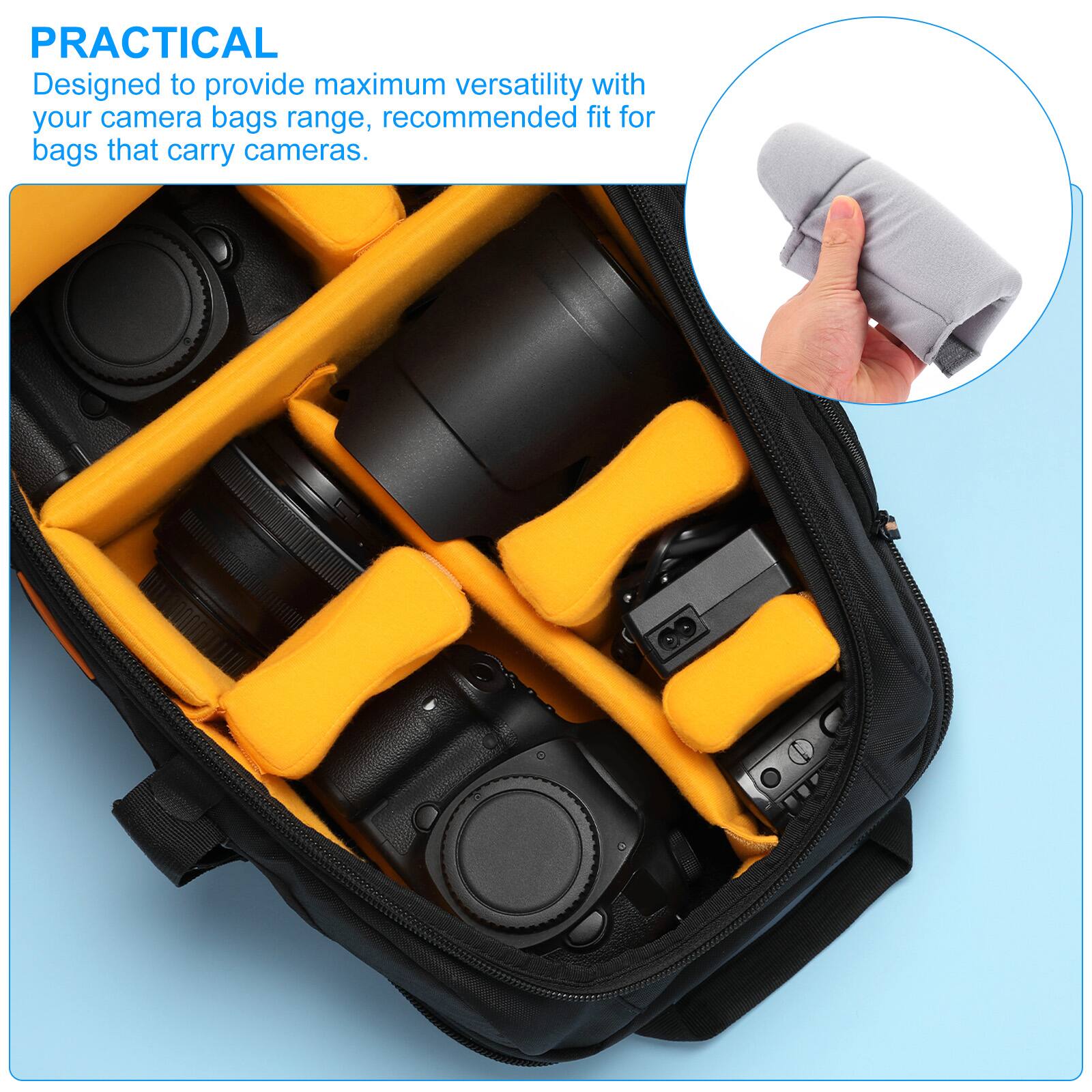 PRACTICAL  
Designed to provide maximum versatility with your camera bags range, recommended fit for bags that carry cameras.