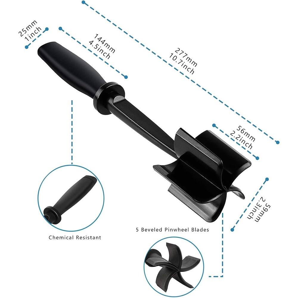 - 25mm (1 inch)
- 144mm (4.5 inch)
- 277mm (10.7 inch)
- 56mm (2.2 inch)
- 59mm (2.3 inch)
- Chemical Resistant
- 5 Beveled Pinwheel Blades