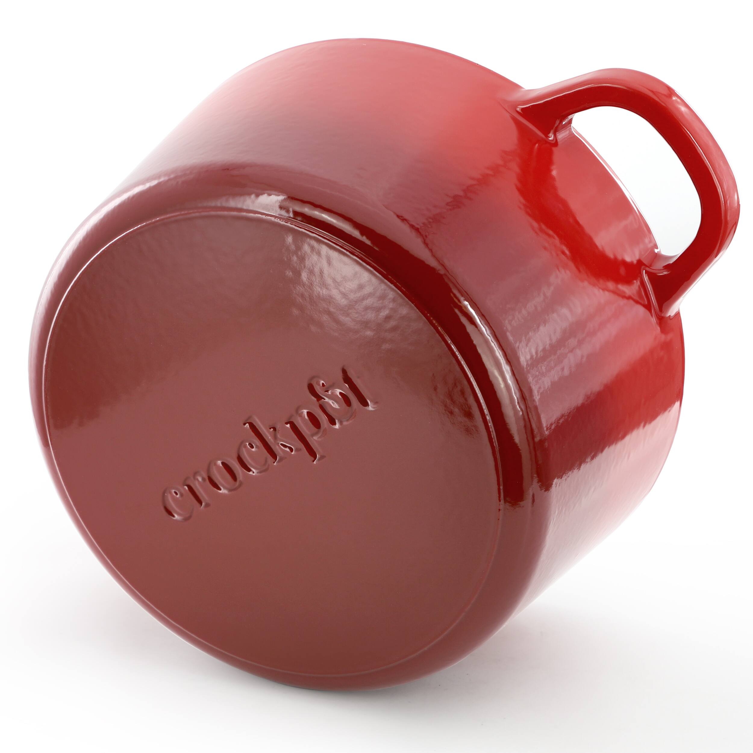 Alt View 2. Crockpot - Crock Pot Artisan 7 Quart Enameled Cast Iron Dutch Oven in Red with Borosilcate Lid - Red.