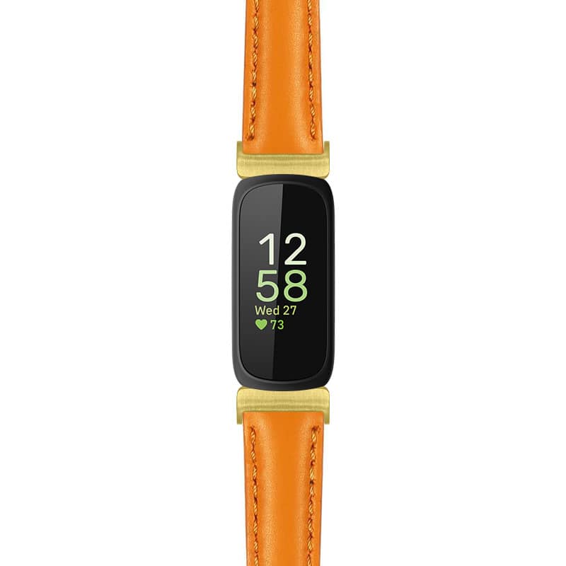 StrapsCo - Everyday Leather Watch Band Strap For Fitbit Inspire 3 (Extra Short) - Orange (Yellow Gold Hardware) price history on PriceWatchPro