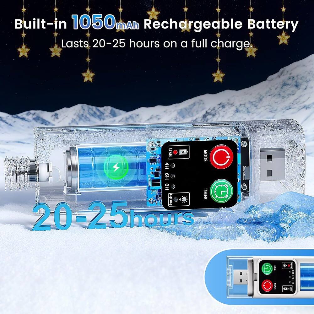 Built-in 1050mAh Rechargeable Battery  
Lasts 20-25 hours on a full charge  

20-25 hours