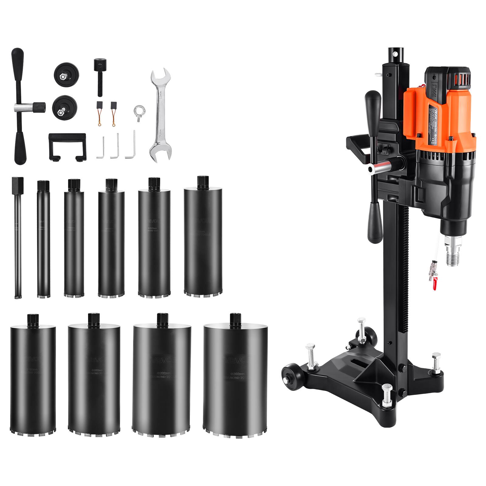 VEVOR Diamond Core Drilling Machine, 0.8 10 in Drilling Diameter, Stand ...