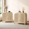 Front. ModernMate - Nightstand with 2 Drawers Fluted Modern Wood 24" Nightstand End Table for Bedroom Living Room - Natural Oak.