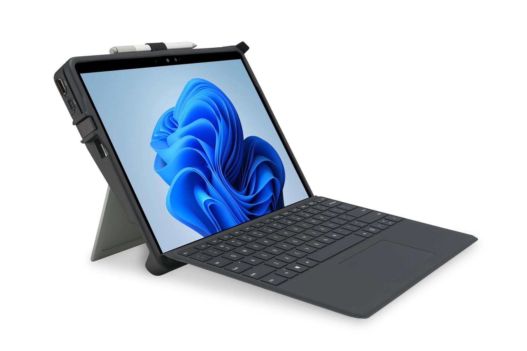 Angle. Kensington - Kensington BlackBelt Rugged Carrying Case Microsoft Surface Pro 9 Tablet, Stylus - Drop Resistant - Hand Strap - Black.
