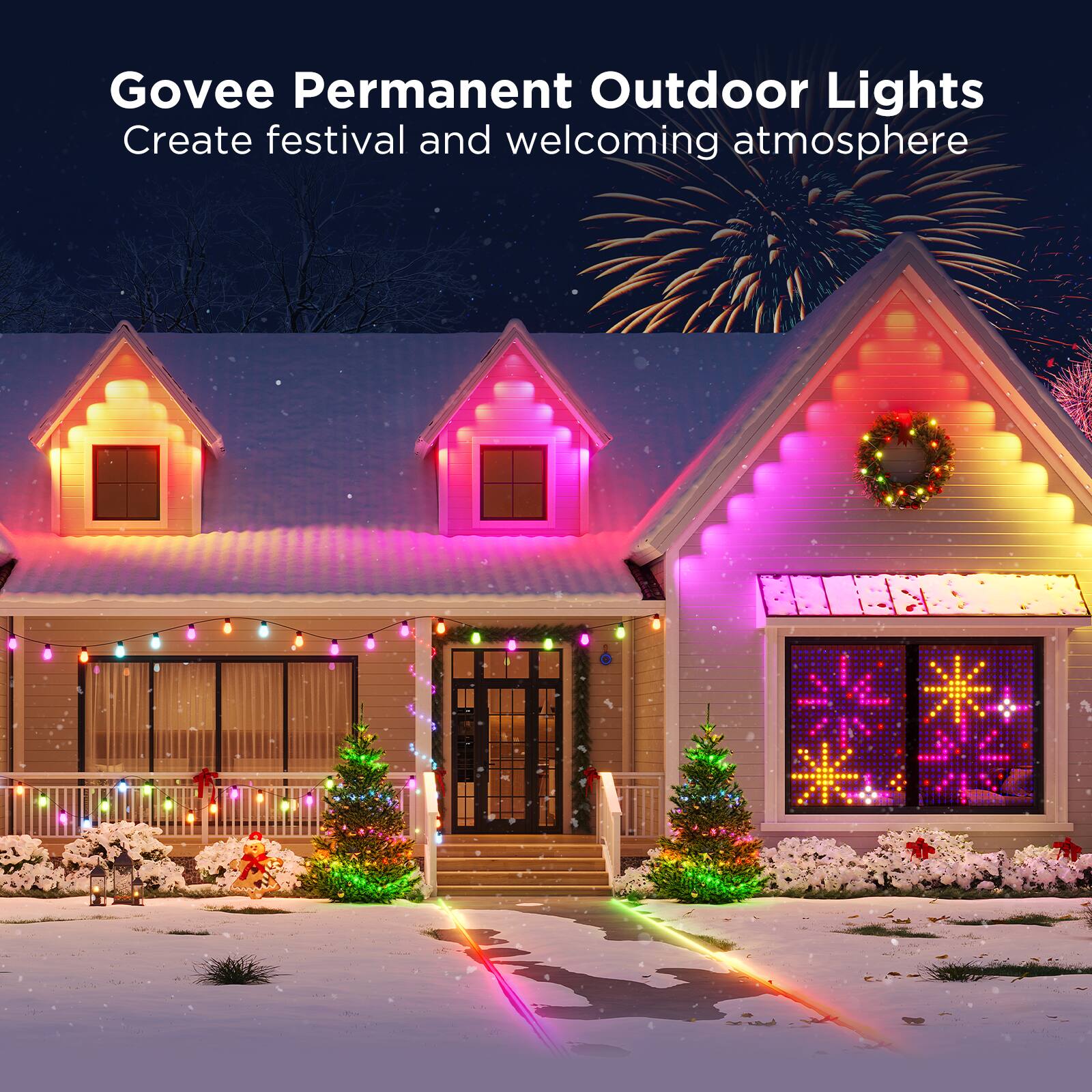 Govee Permanent Outdoor Lights Create a festival and welcoming atmosphere.