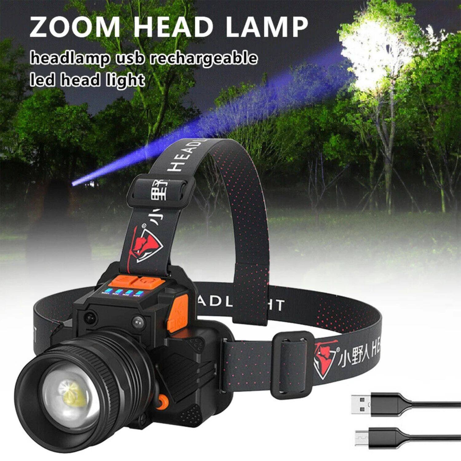 ZOOM HEAD LAMP  
headlamp usb rechargeable led head light