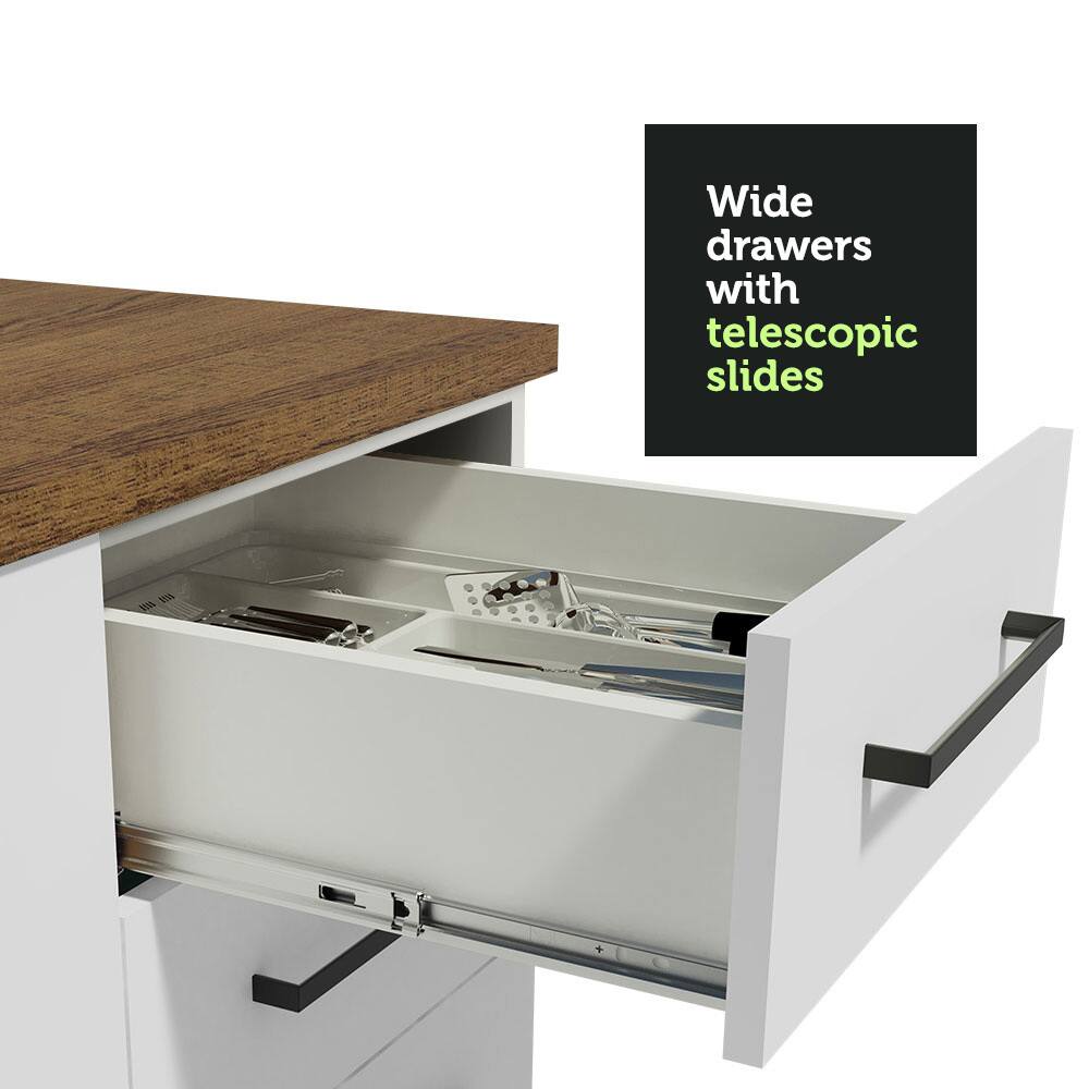 Wide drawers with telescopic slides