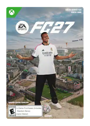 XBOX SERIES X/S XBOX ONE
EA SPORTS
FC27
Emirates FLY BETTER
REQUIRES CONTENT DOWNLOAD
EVERYONE In-Game Purchases (Includes Random Items) Users Interact ESRB GAME - E (Everyone)