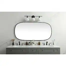 Elegant Decor - Metal Frame Oval Mirror 30x60 Inch - Black
