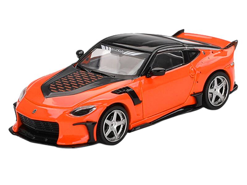Alt View 1. True Scale Miniatures - Nissan Z VeilSide FFZ400 Orange with Black Top Limited Edition 1/64 Diecast Model Car by Mini GT.