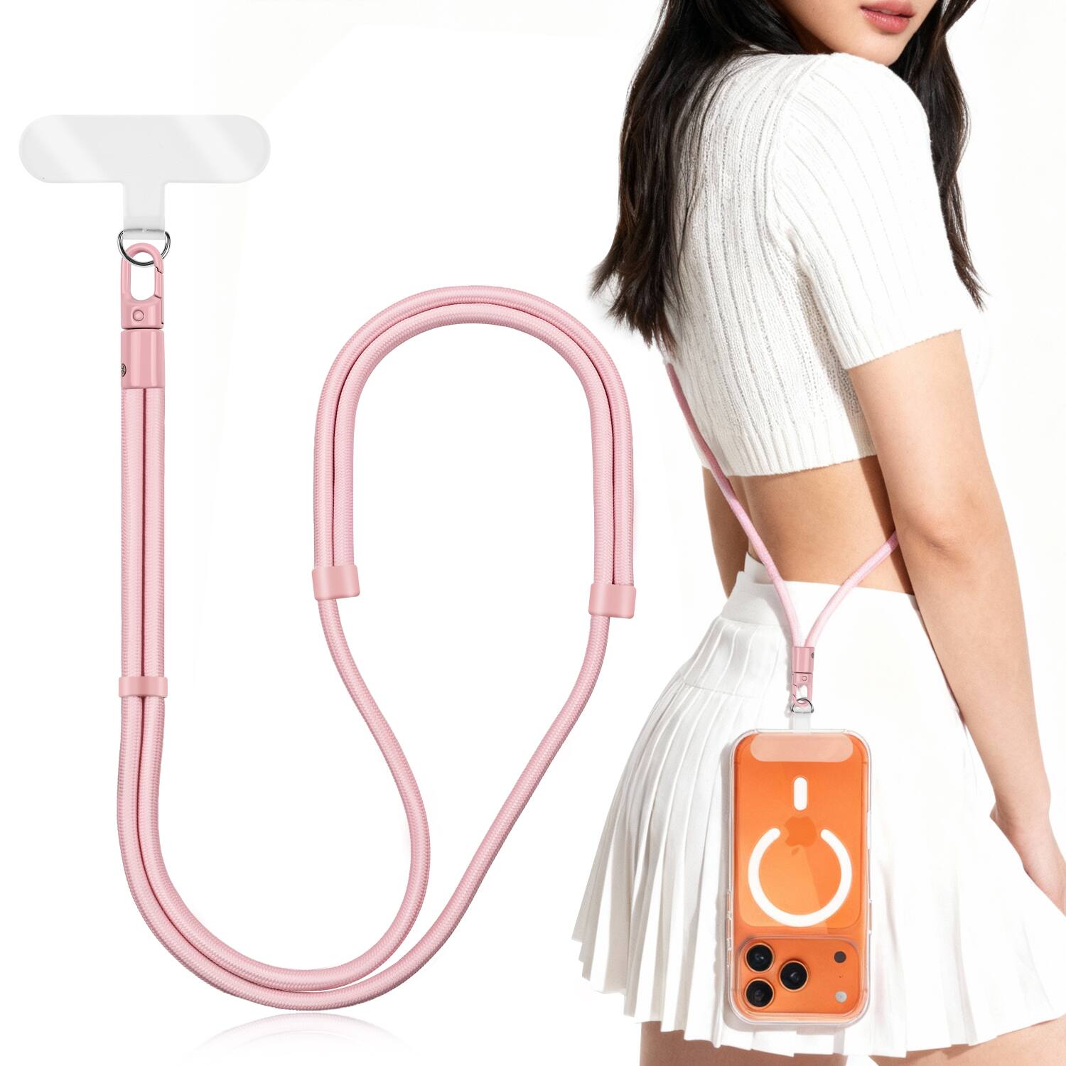 Vena - Phone Lanyard Crossbody Phone Strap, Universal Cell Phone Lanyard Strap, Adjustable Lanyard for Phone Neck Holder - Pink