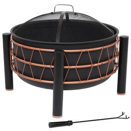 Sunnydaze - 24.5-Inch Wood-Burning Fire Pit with Trapezoid Pattern - Black