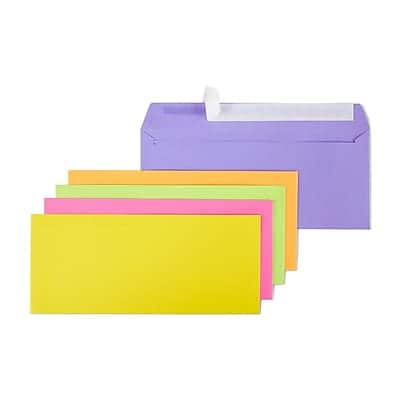 Front. Staples - QuickStrip EasyClose Self Seal #10 Business Envelopes, 4 1/8" x 9 1/2" Colors, 50/Pack - Assorted.