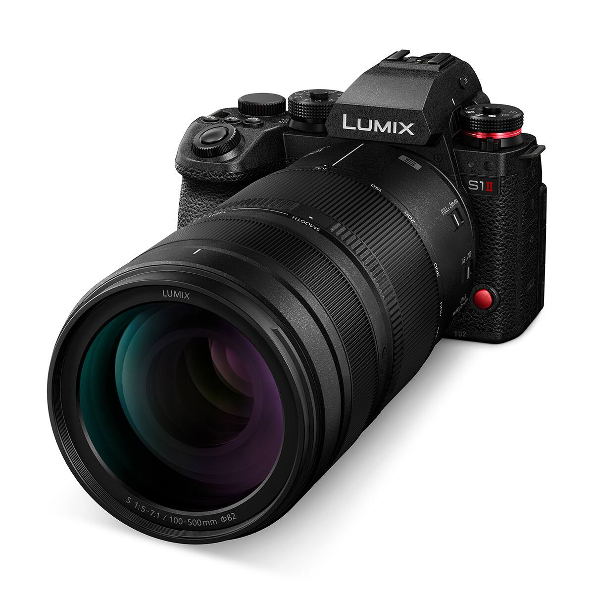 LUMIX  
100 SMOOTH  
05L  
SOO  
S1 FULL : Sn-os  
LUMIX  
TO2  
S 1:5-7.1 | 100-500mm 82