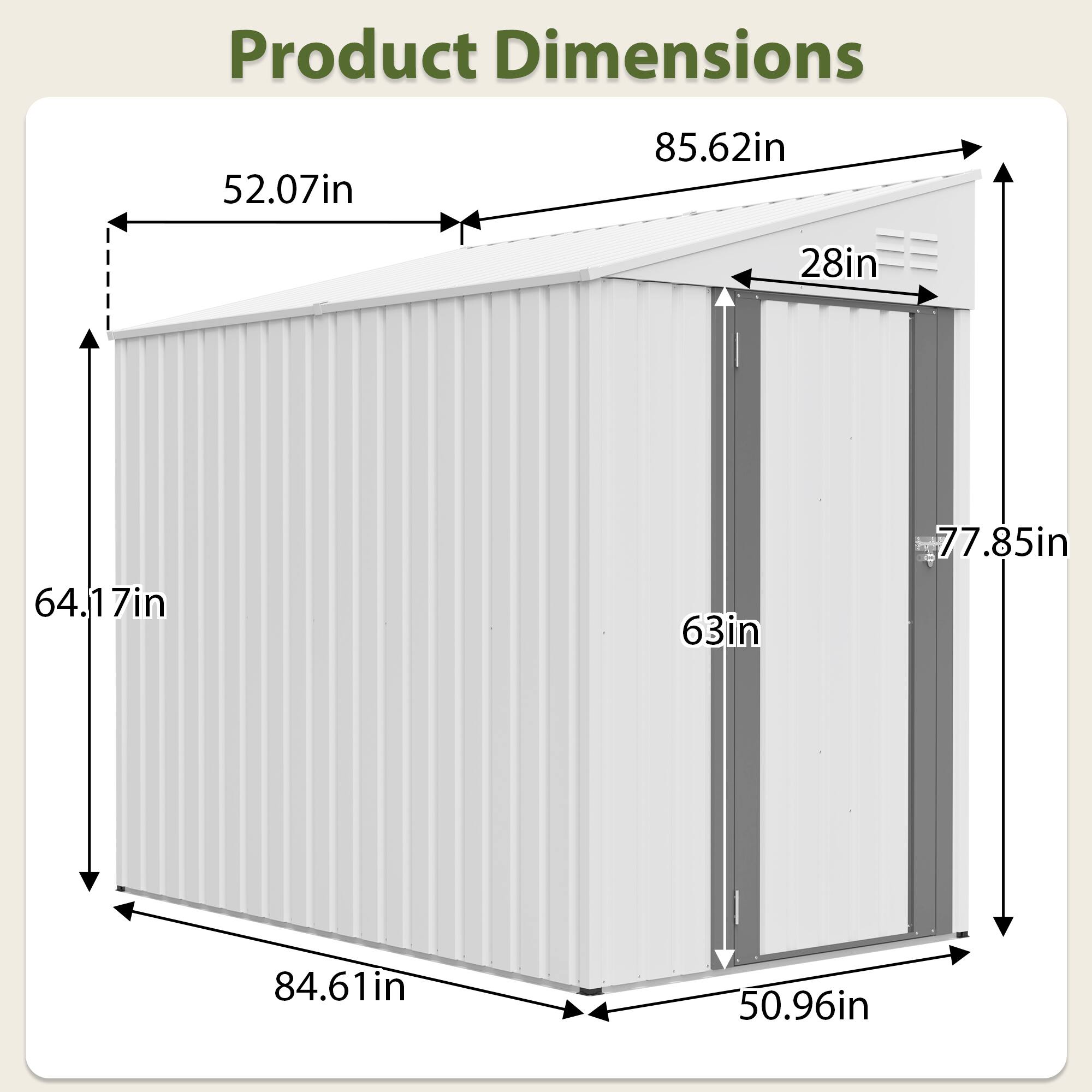 Alt View 3. Lirago - 4x7 FT Outdoor Storage Shed All-Weather Metal Shed with Lockable Doors - White.