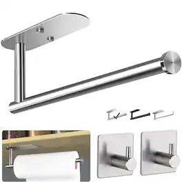 Ocalpur - Kitchen Paper Towel Holder Wall Mount Under Cabinet, Kitchen Paper Holder Matte Brushed Nickel