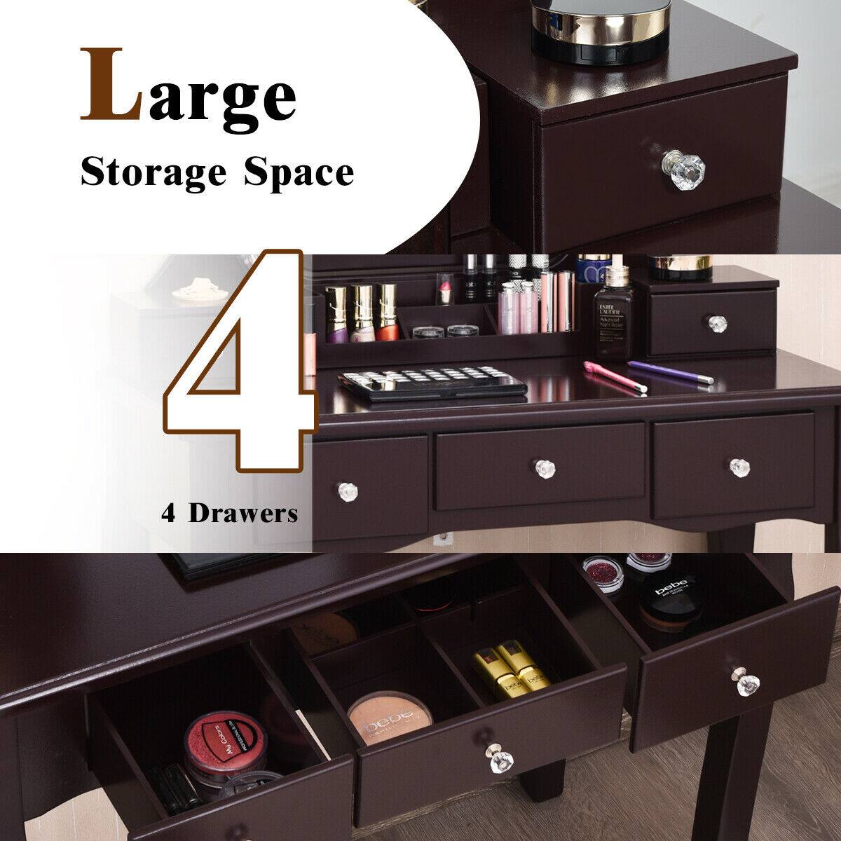 Large Storage Space 4 Drawers