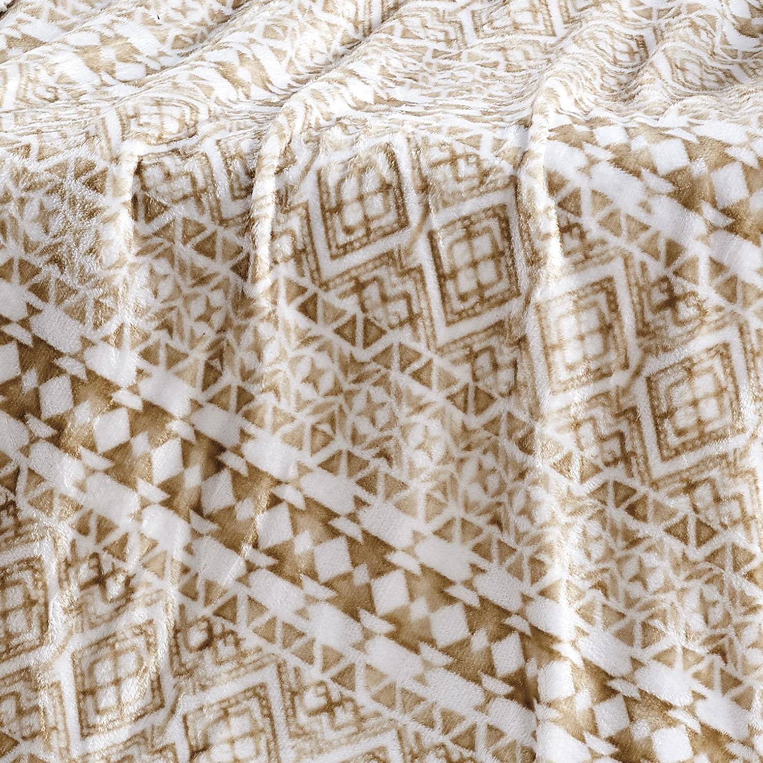 Alt View 4. Noble House - Plazatex Tala with Sherpa Plush Decorative All Season Plum Throw Blanket 50" x 60" Beige - Beige.