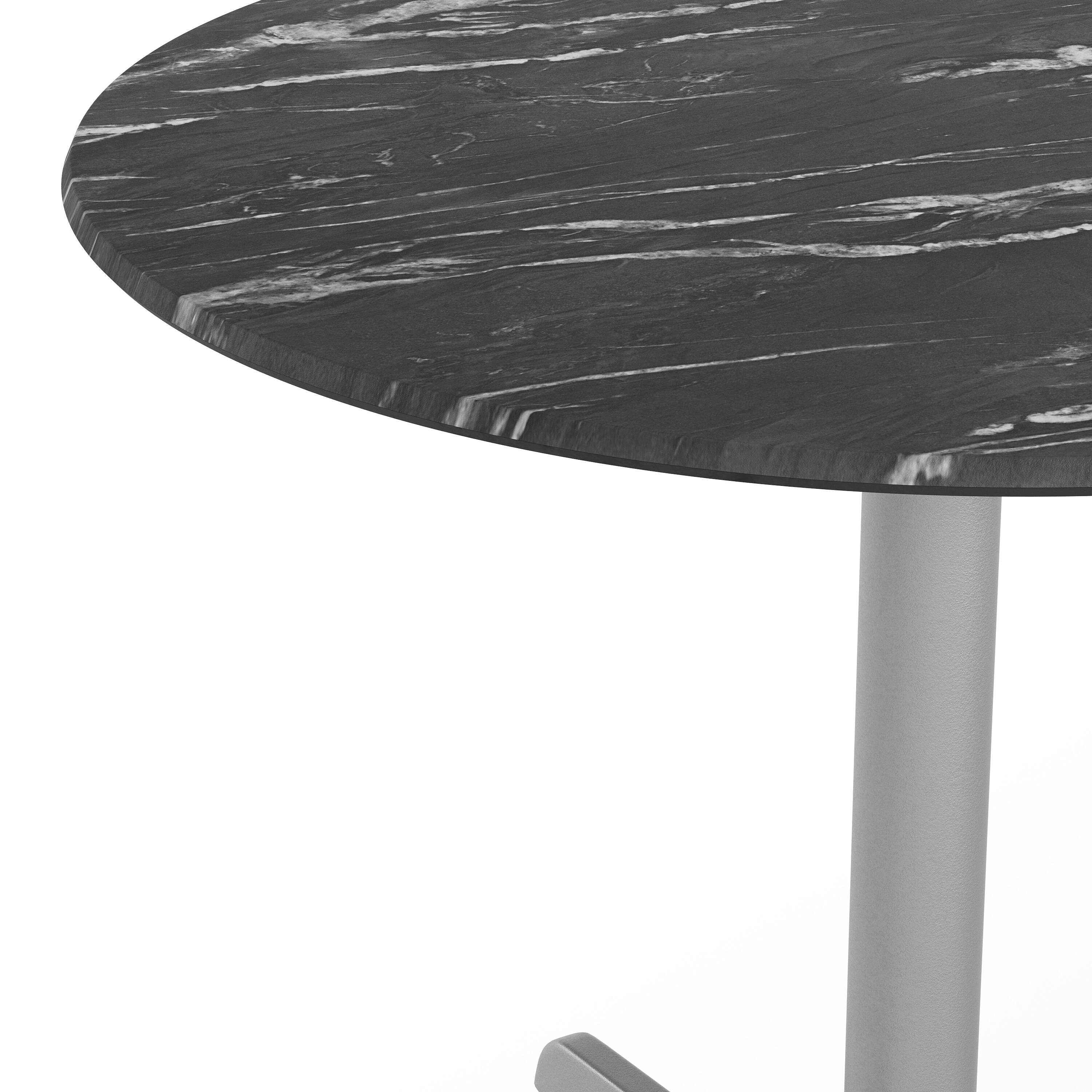 Alt View 9. Emma + Oliver - PureShield Indoor Outdoor Tabletop with Seam-Free Surface Innovation and Cast Iron Bistro Table Base - Black Faux Marble/Silver Base.