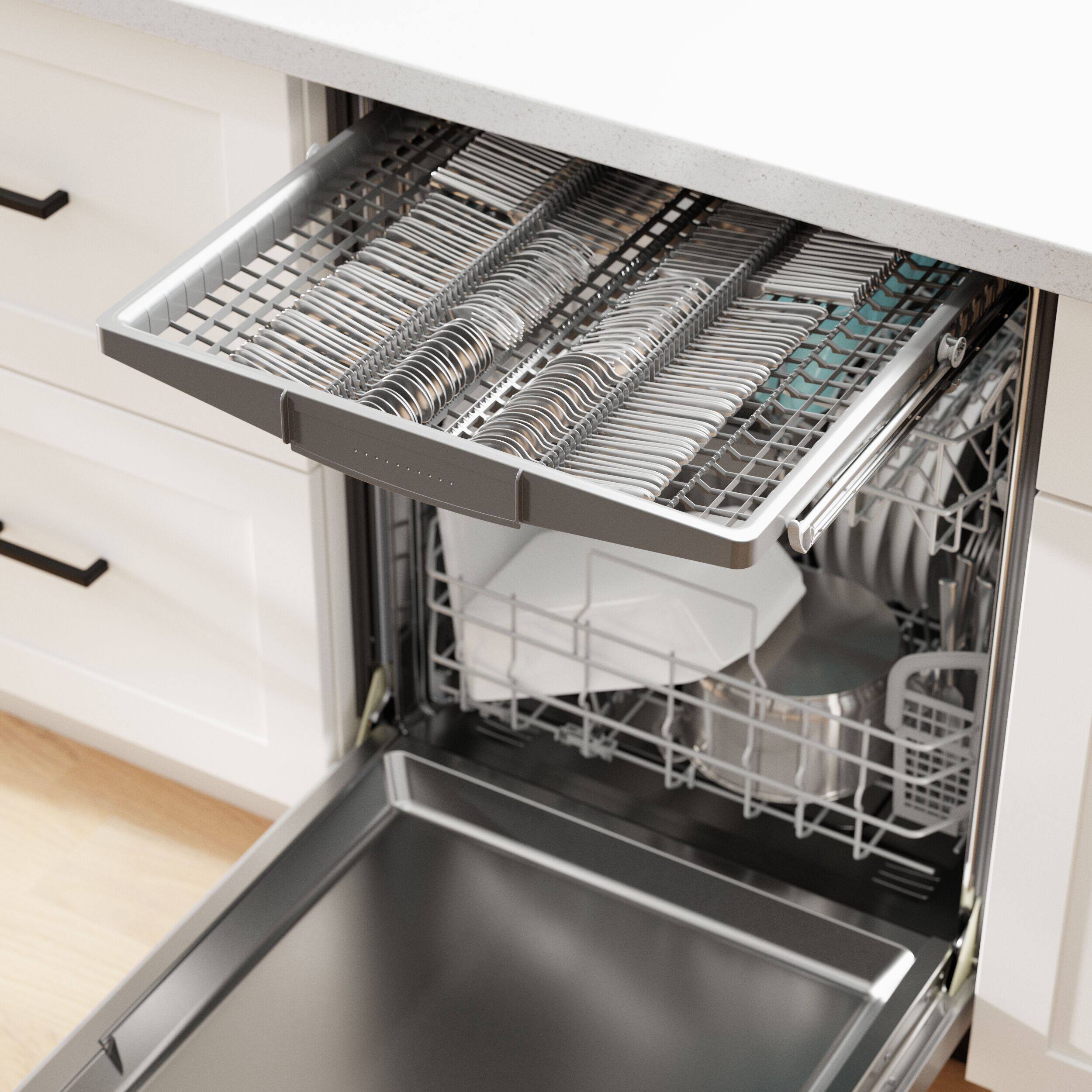 Alt View 9. Bosch - 300 Series 24" Top Control Smart Built-In Tub Dishwasher with 3rd Rack and Zone Wash, 46 dBA - White.