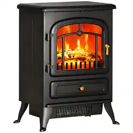 Homcom - 22" Electric Fireplace Heater, Freestanding Fire Place Stove with Realistic LED Flames and Logs