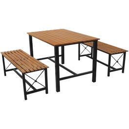 Sunnydaze - 3-Piece Patio Dining Set - European Chestnut