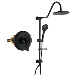 Boyel Living - 3-Spray Patterns with 1.8 GPM 10 in. Wall Mount Dual Shower Heads with Soap Dish and Rough-in Valve - Matte Black