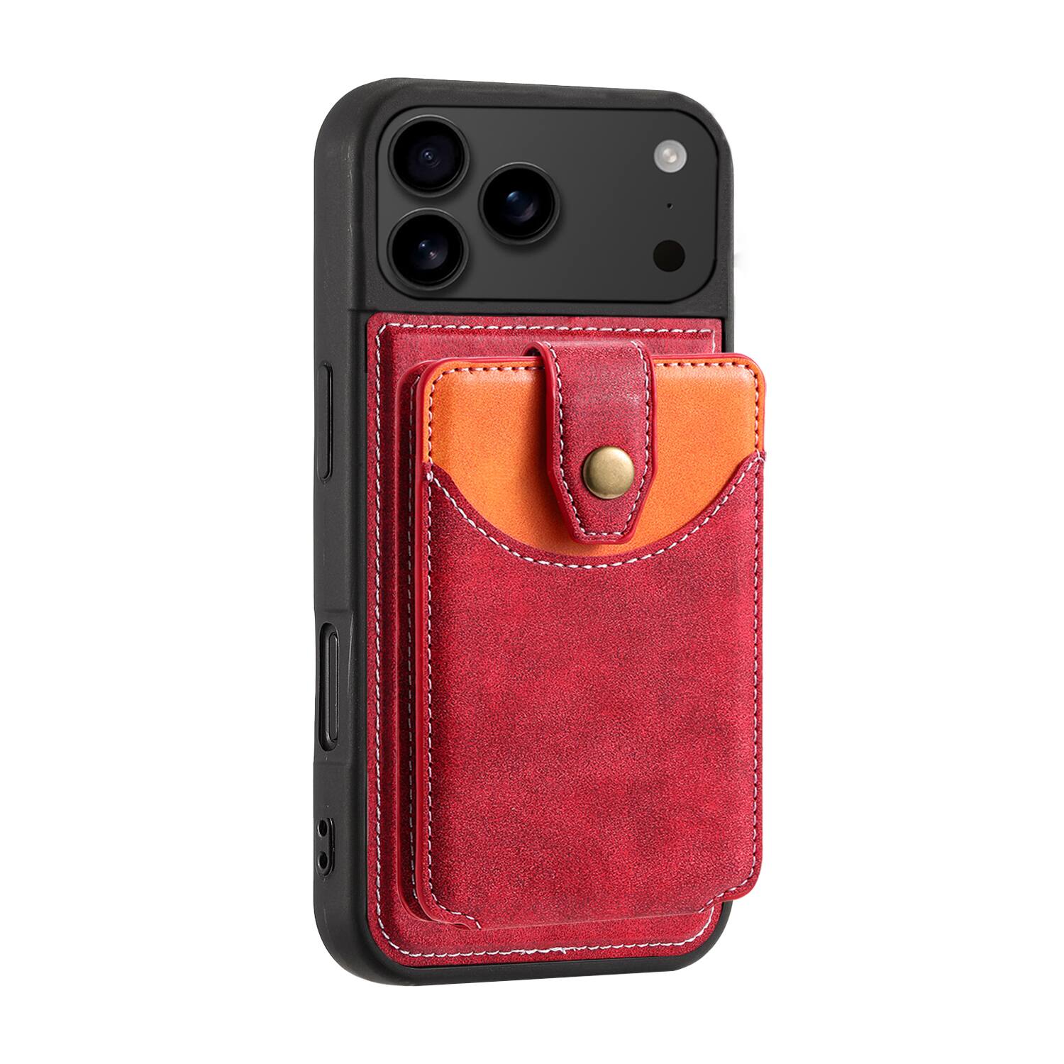 Alt View 2. Dteck - For Apple iPhone 17 Pro Wallet Case,2-in-1 Magnetic Detachable PU Leather Wallet Flip Stand Card Holder TPU Inner Cover - Red.