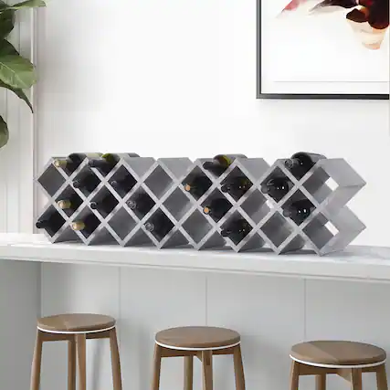 Front. Kings Brand Furniture - Kings Brand Furniture Freestanding Wooden Wine Rack Bottle Storage Organizer for Kitchen and Home Bar.