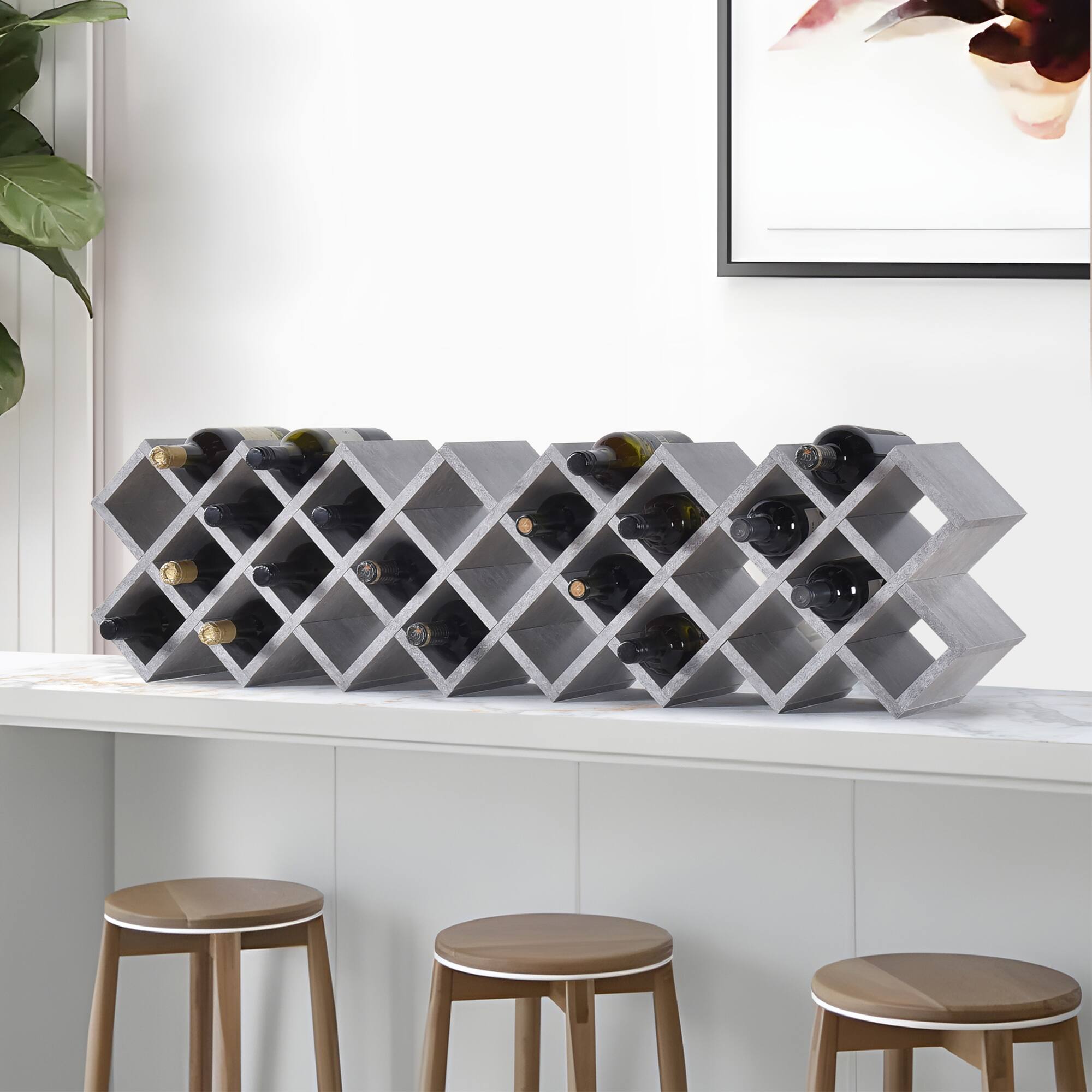 Front. Kings Brand Furniture - Freestanding Wooden Wine Rack Bottle Storage Organizer for Kitchen and Home Bar.