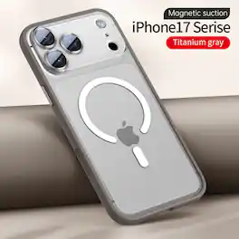 Dteck - Magnetic Matte Phone Case for Apple iPhone 17 Pro Max Built-in Camera Lens Protector, Impact Resistant Protective Cover - Gray