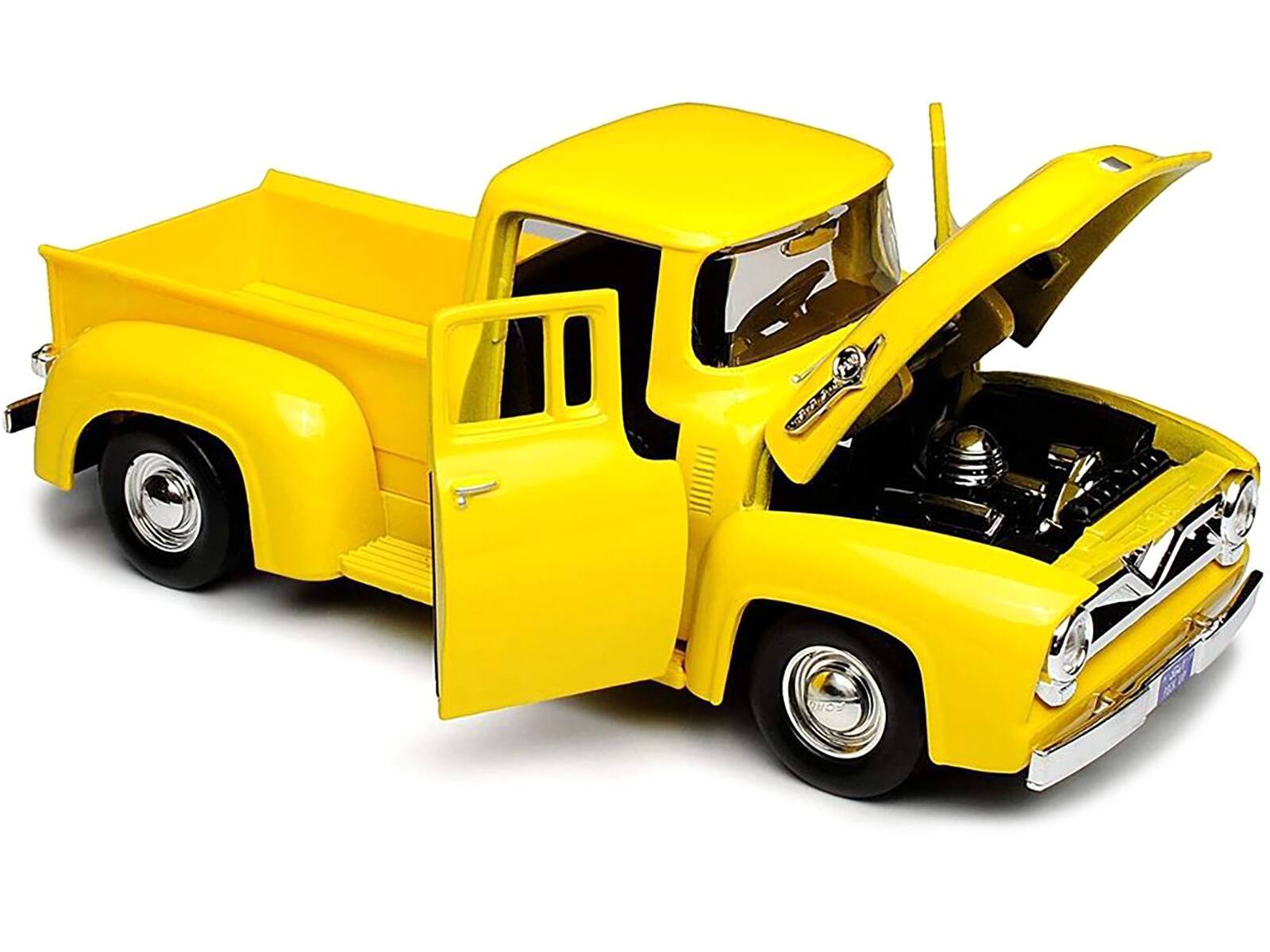 Alt View 2. Motormax - 1955 Ford F-100 Pickup Truck Yellow 1/24 Diecast Model Car by Motormax.