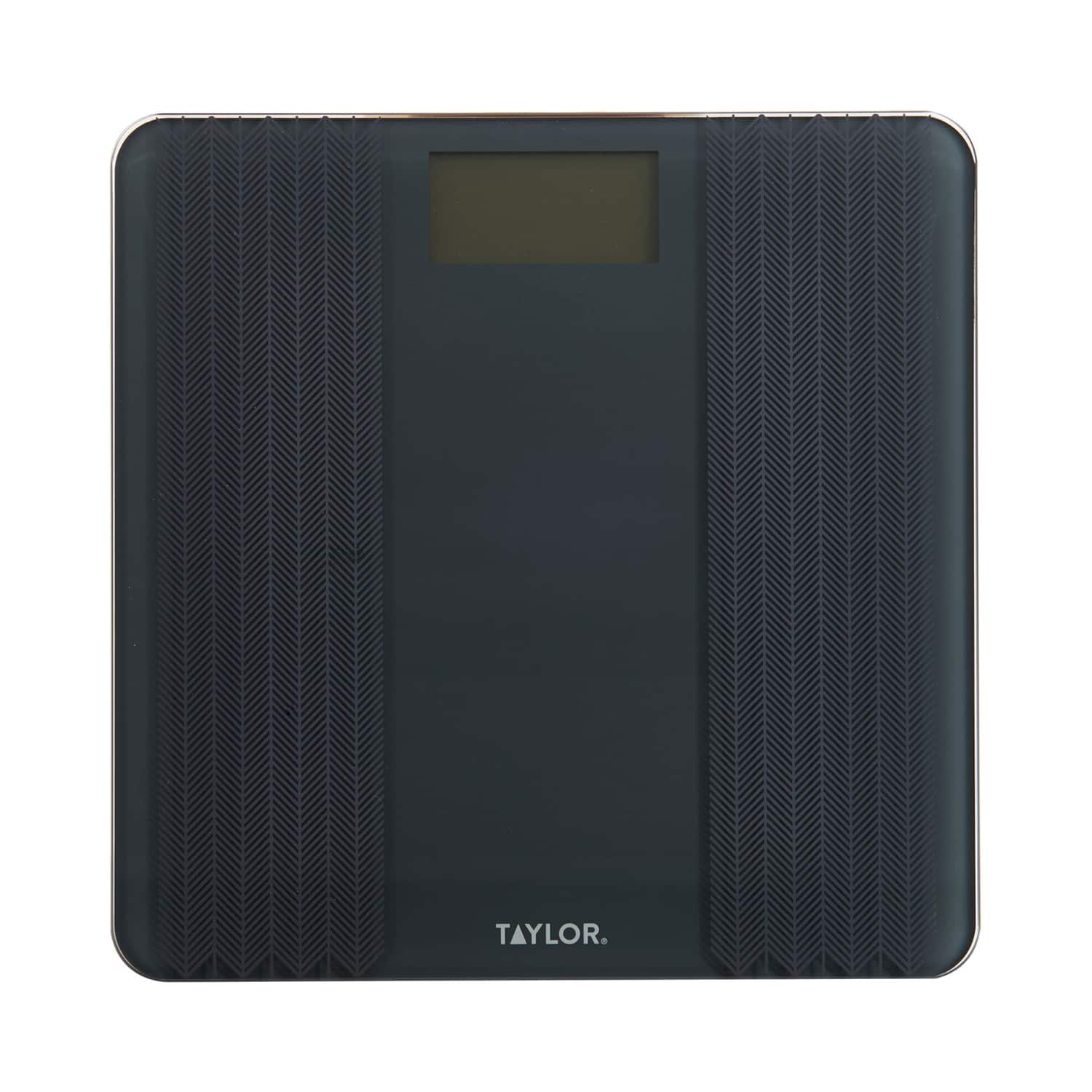 Taylor Precision Products - Digital Glass Scale Textured Herringbone Design, 500-Lb Capacity - Gray