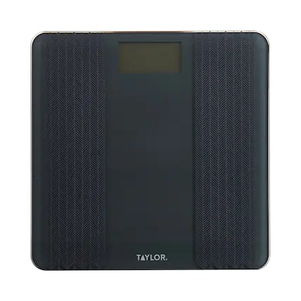 Front. Taylor Precision Products - Digital Glass Scale Textured Herringbone Design, 500-Lb Capacity - Gray.