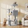 Front. Bestier - 44 inch Cat Tree Tower, Multi-Cat Climbing Tower with, Natural Sisal Scratching Posts, Extended Platform, Hammock - Light Grey.