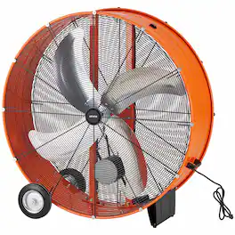 VEVOR - Industrial Shop Fan, 42 Inch Floor Drum Fan, High Velocity 16100 CFM, Heavy Duty Aluminum Blades, 2 Speeds, with Handle - Black