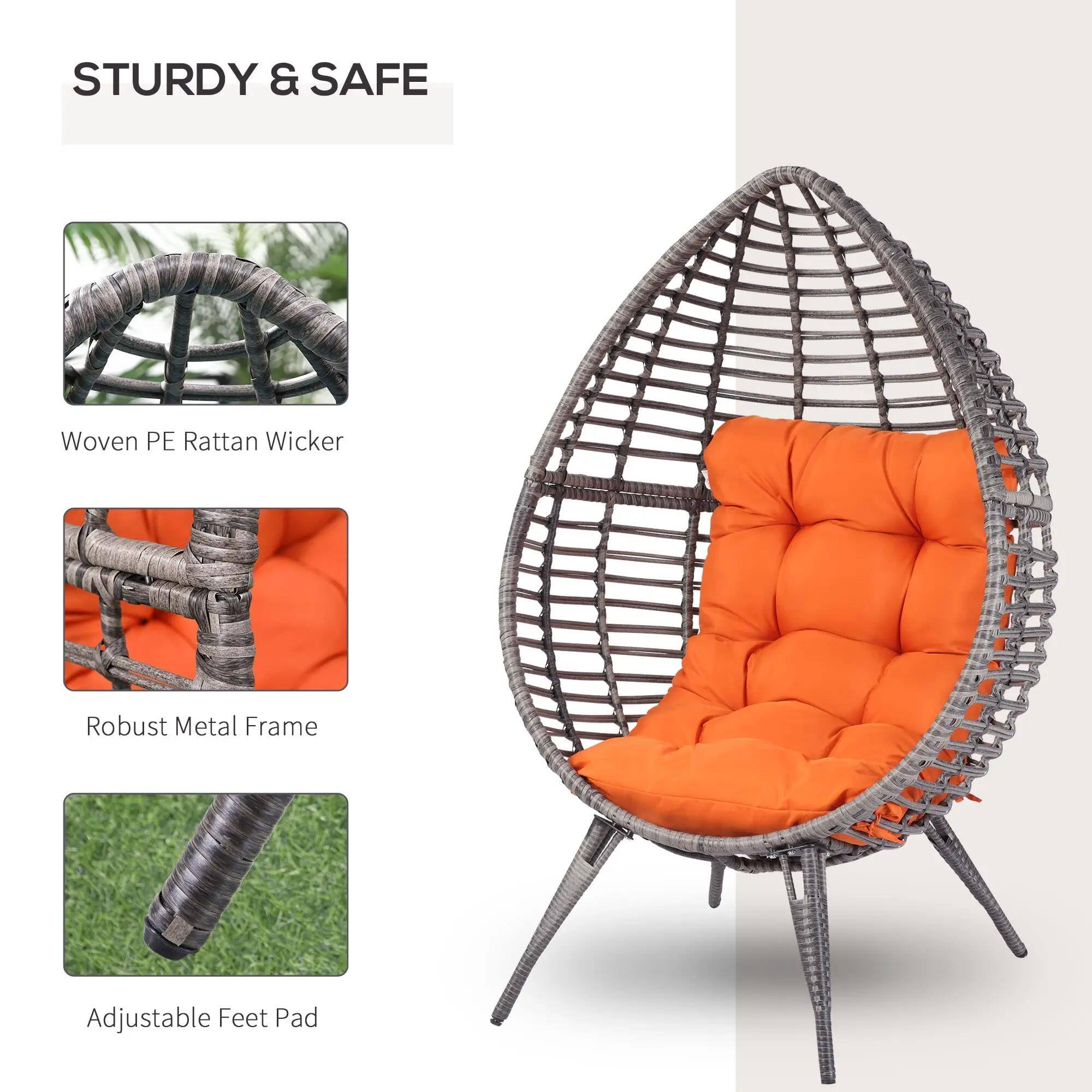 STURDY & SAFE

- Woven PE Rattan Wicker
- Robust Metal Frame
- Adjustable Feet Pad
