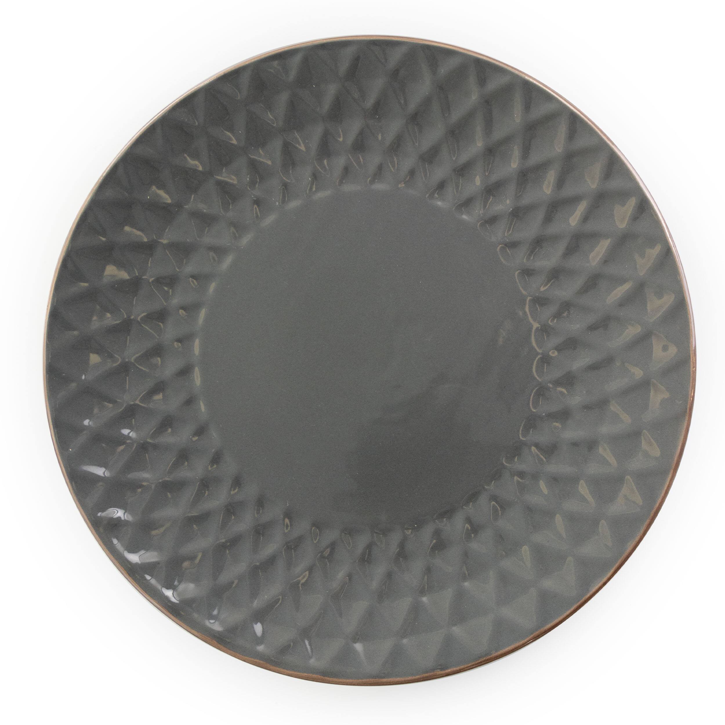 Alt View 9. Elama - Elama Tahitian Diamond 16 Piece Stoneware Dinnerware Set in Slate and Pearl - Slate.