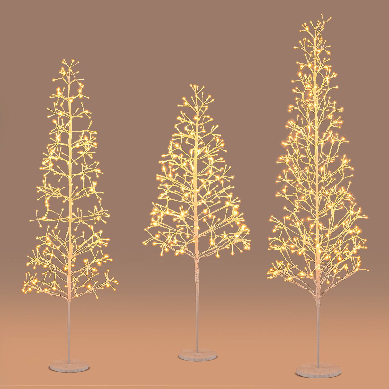 Alt View 5. Gymax - Gymax 5 FT Lighted Birch Tree w/ 240 Warm White Light LED Lights Weighted Base - White.