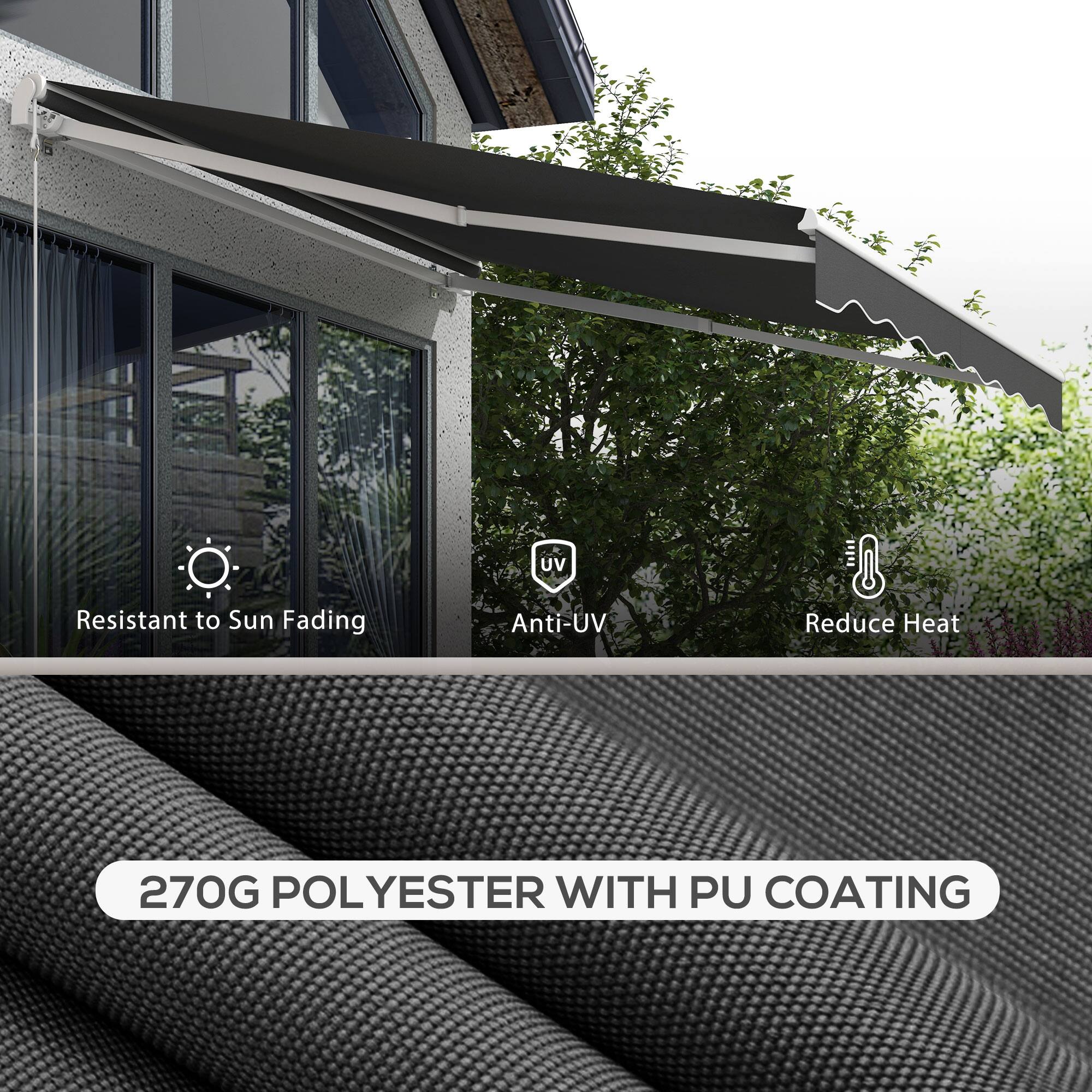 UV Resistant to Sun Fading  
Anti-UV  
Reduce Heat  
270G POLYESTER WITH PU COATING
