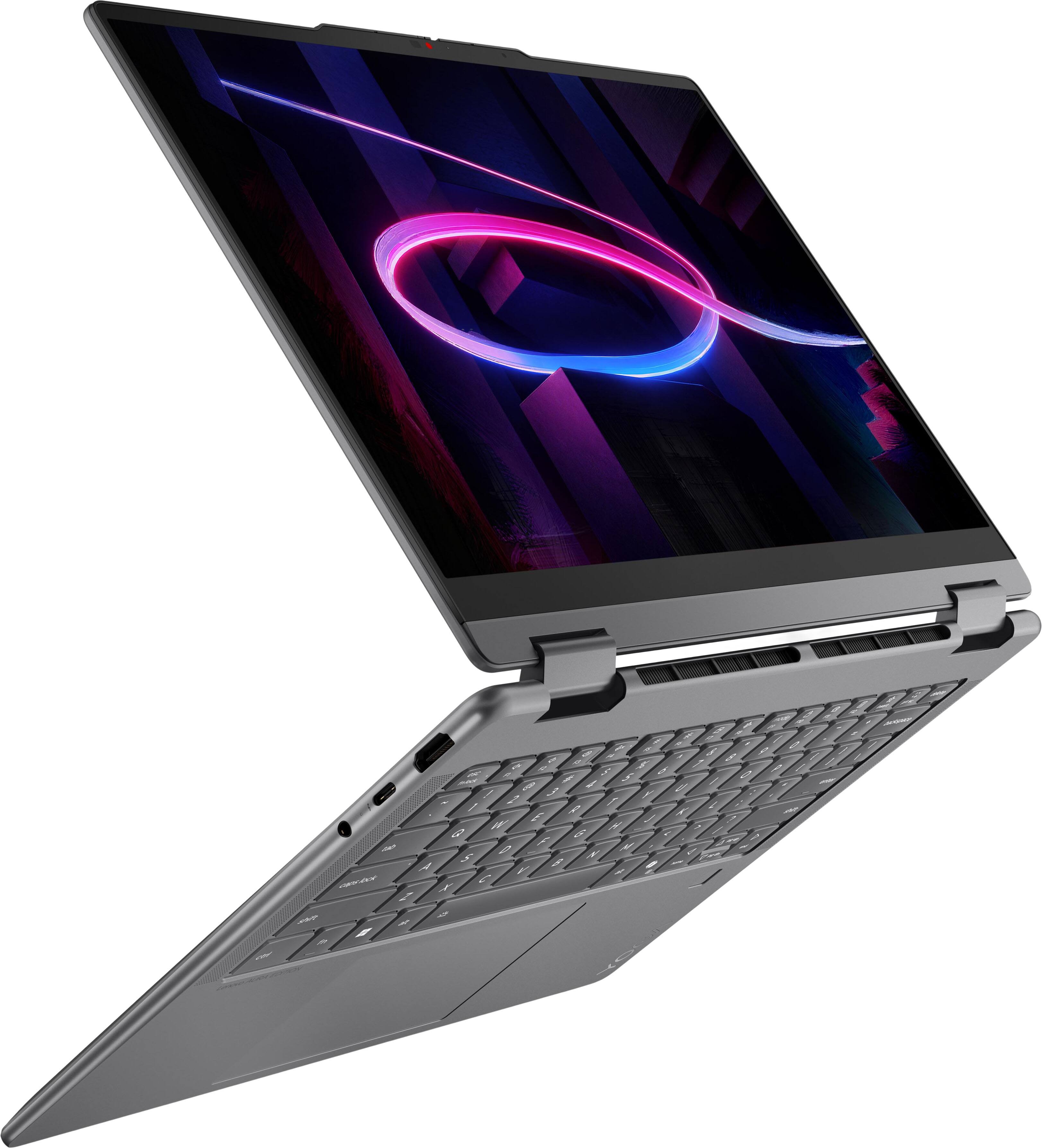 Alt View 12. Lenovo - Yoga 7i 2-in-1 - Copilot+ PC - 14" 2K OLED Touchscreen Laptop - Core Ultra 5 Processor 322 2026- 16GB Memory - 512GB SSD - Luna Grey.