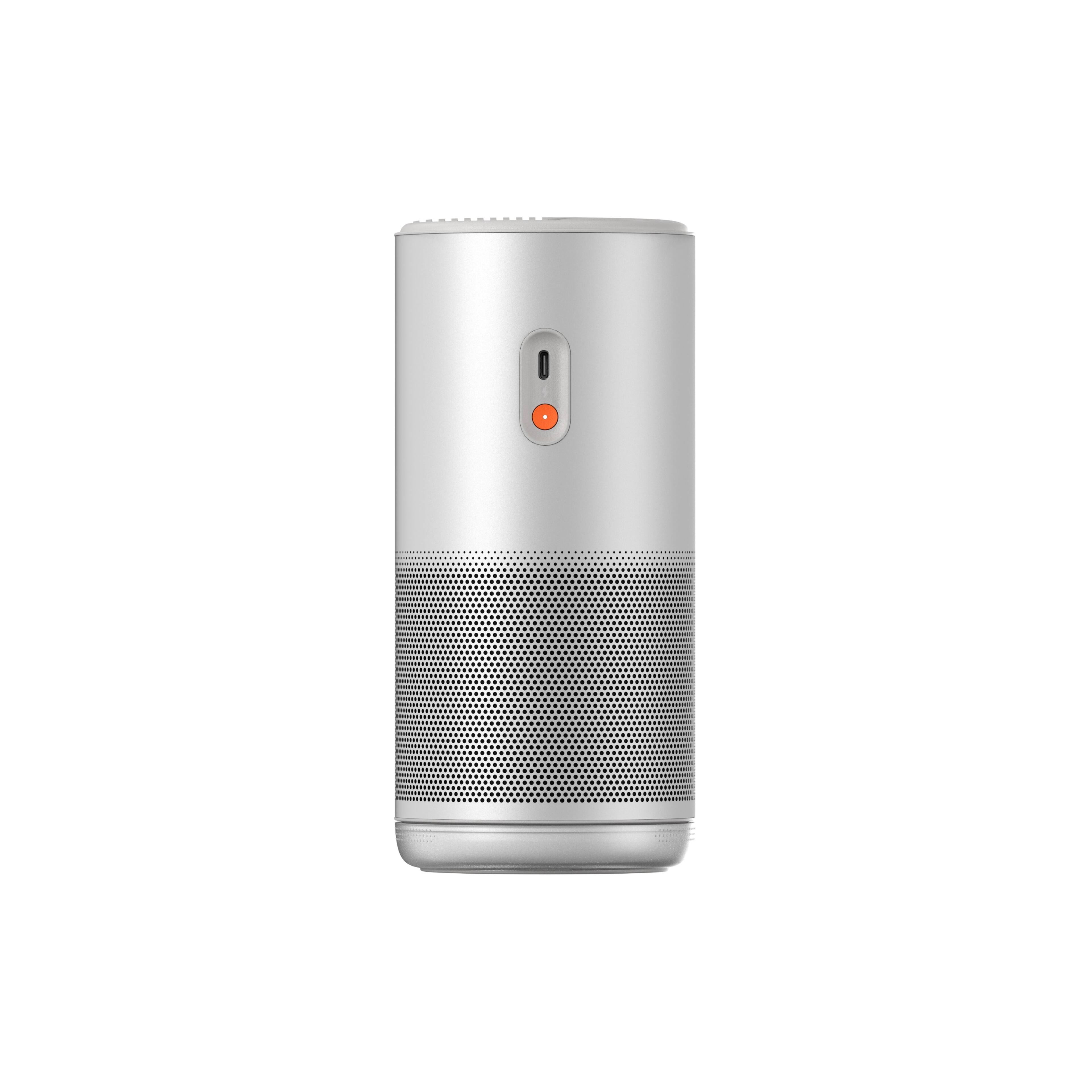 Angle. XGIMI - XGIMI MoGo 4 1080p Portable Projector, Google TV/Netflix, 360° Stand, 2.5-Hour Battery, Dual 6W Harman Kardon - Silver.