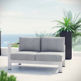 Shore Left-Arm Corner Sectional Outdoor Patio Aluminum Loveseat by Modway - Silver Gray